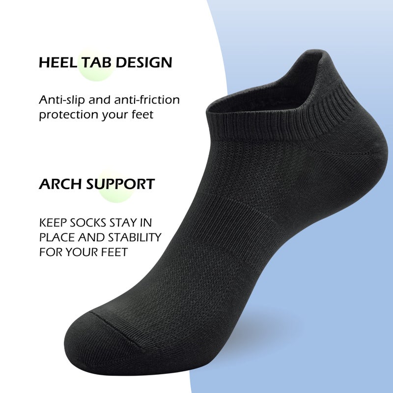 SERISIMPLE Women Ultra Thin Socks Viscose Bamboo Low Cut No Show Ventilating Low Ankle Anti Odor Arch Support Mesh Socks 5 Pairs (m, Black) - Image 2